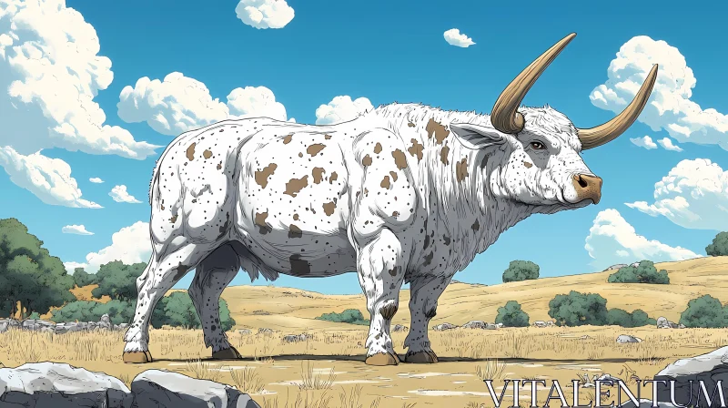 Bull in Countryside AI Image