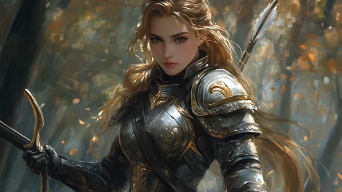 Female Knight in Shining Armor Portrait