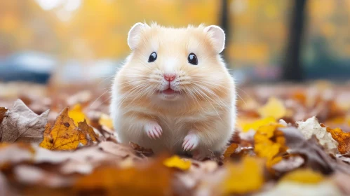 Hamster Surrounded by Autumn Foliage