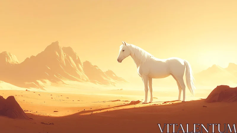 AI ART Desert Horse at Sunset