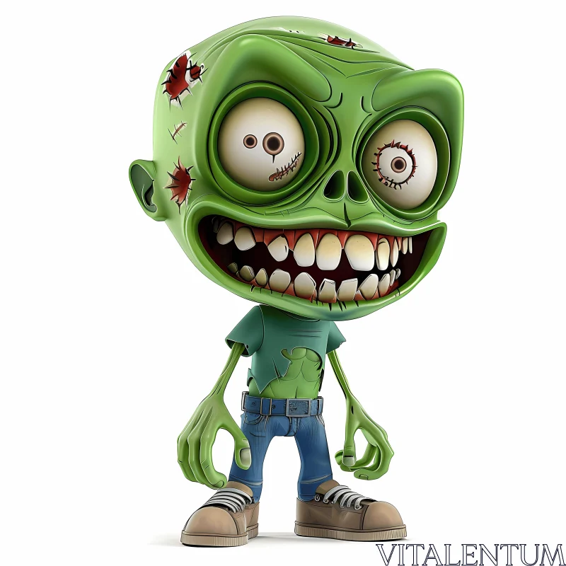 3D Rendered Cartoon Zombie in Menacing Pose AI Image