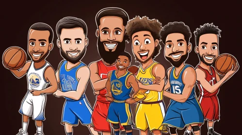 Cartoon Basketball Team