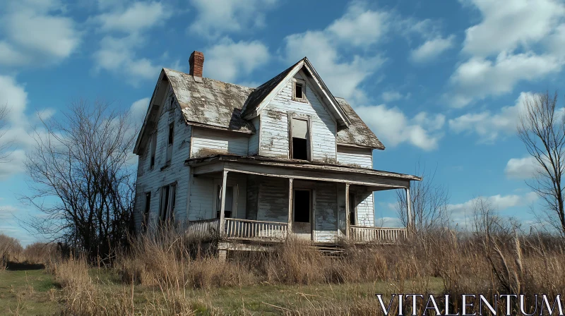 Dilapidated House in a Field AI Image