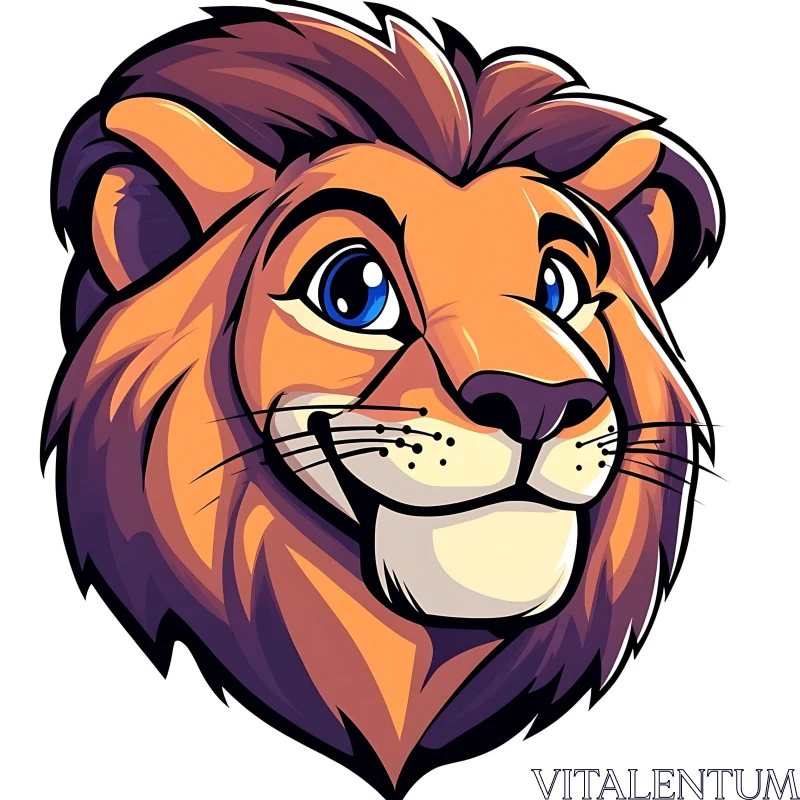 Smiling Lion Cartoon AI Image