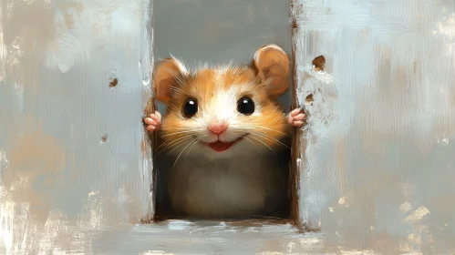 Curious Hamster Peeking Art