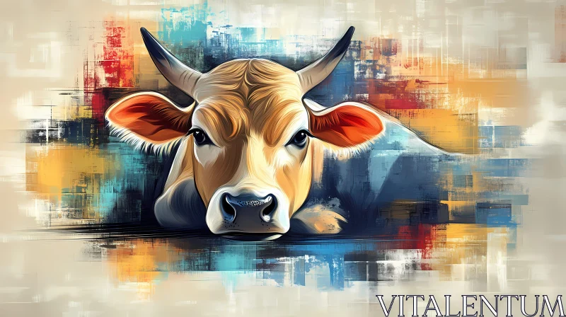 Colorful Abstract Cow Artwork AI Image