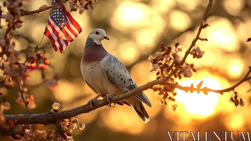 Dove with American Flag AI Image