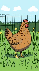 Farmyard Chicken Cartoon Art
