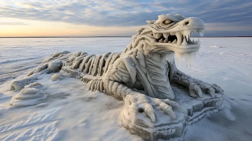 Ice Dragon Art on Snowy Field