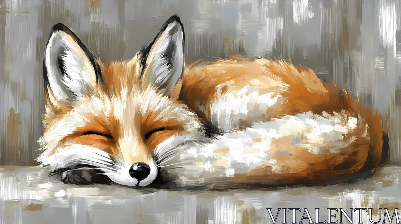 Peaceful Slumber of a Fox AI Image