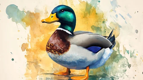 Serene Duck in Watercolor