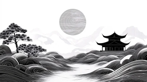 Monochrome Zen Landscape