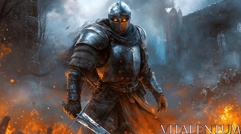 AI ART Medieval Knight with Glowing Eyes