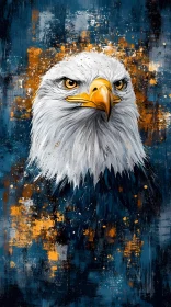 Fierce Eagle Art with Blue and Orange Hues