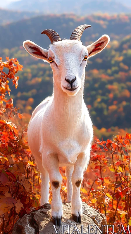 Majestic Goat in Fall Landscape AI Image