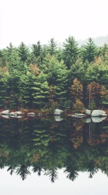 Tranquil Autumn Forest Reflected in Clear Waters