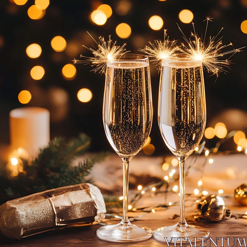 Sparkling Champagne Festive Celebration AI Image