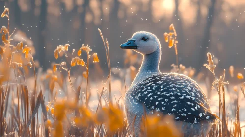 Dawn Bird in Frosty Reeds