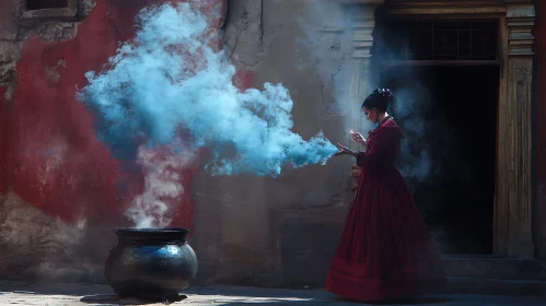 Mystical Woman with Cauldron