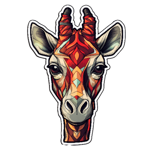 Elegant Giraffe Head Illustration with Geometric Patterns