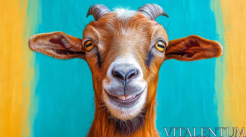 Playful Goat with Vibrant Backdrop AI Image