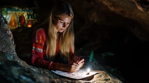 Cave Art Creation by Candlelight