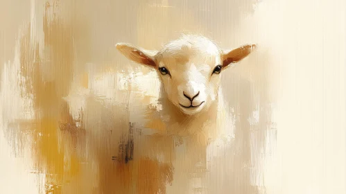 Gentle Lamb in Abstract Art