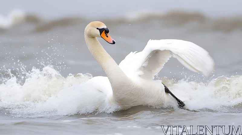 Swan in the Sea AI Image