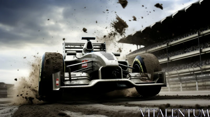 Thrilling Race Car on Shaky Concrete - Intense Motorsport Image AI Image
