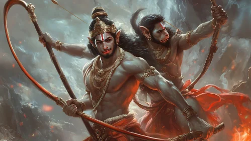 Hindu Gods Warriors with Bows