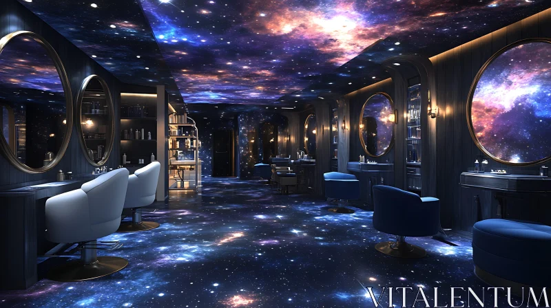 Cosmic Galaxy-Themed Luxurious Modern Interior AI Image