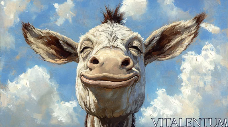 Smiling Cow Portrait AI Image