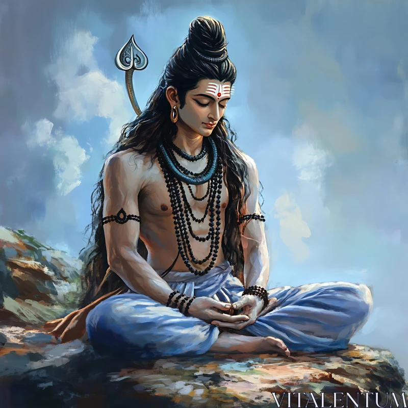 Serene Deity in Meditation Artwork AI Image