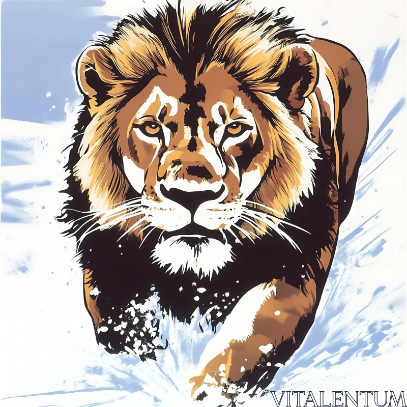 AI ART Lion in Snow