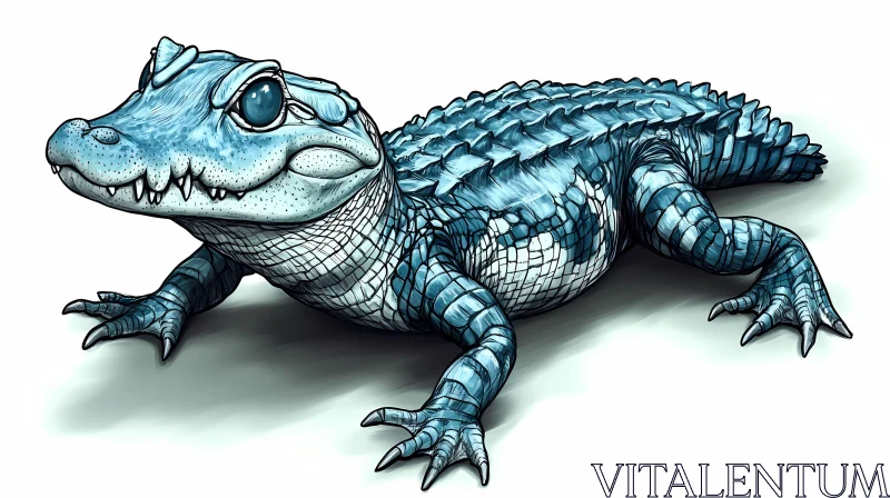 Fantasy Blue Reptile Artwork AI Image