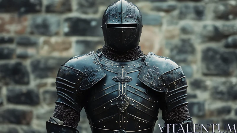 AI ART Medieval Knight in Full Black Armor