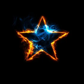 Flaming Star with Blue and Orange Flames