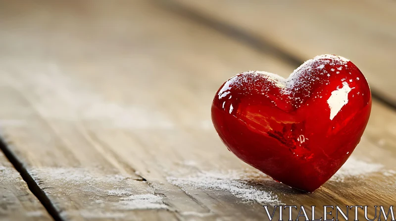 Heart on Wooden Surface - Love Concept AI Image