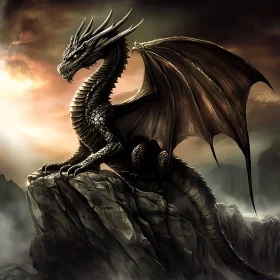 Dragon on Rocky Ledge
