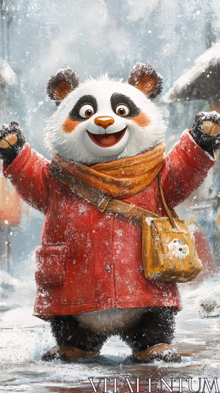 Snowy Panda Adventure AI Image