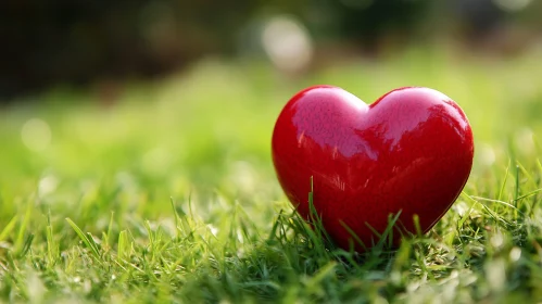 Red Heart on Green Grass