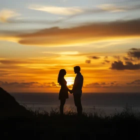 Sunset Romance: A Couple's Silhouette Embrace