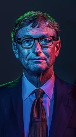 Bill Gates Neon Portrait