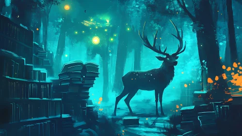 Deer in Magical Book Forest