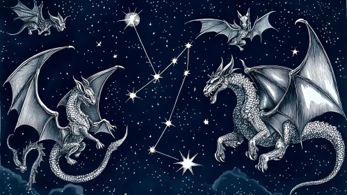 Dragons and Constellations Fantasy Art