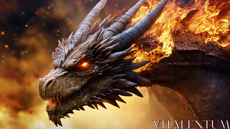 Dragon's fiery gaze AI Image