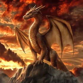 Mythical Dragon Perched High Above