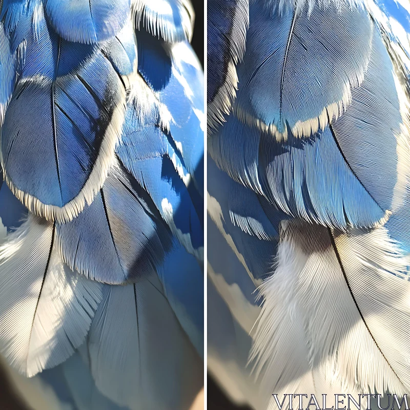 AI ART Avian Plumage in Blue and White