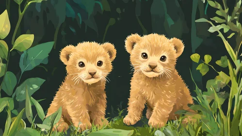 Two Cute Lion Cubs