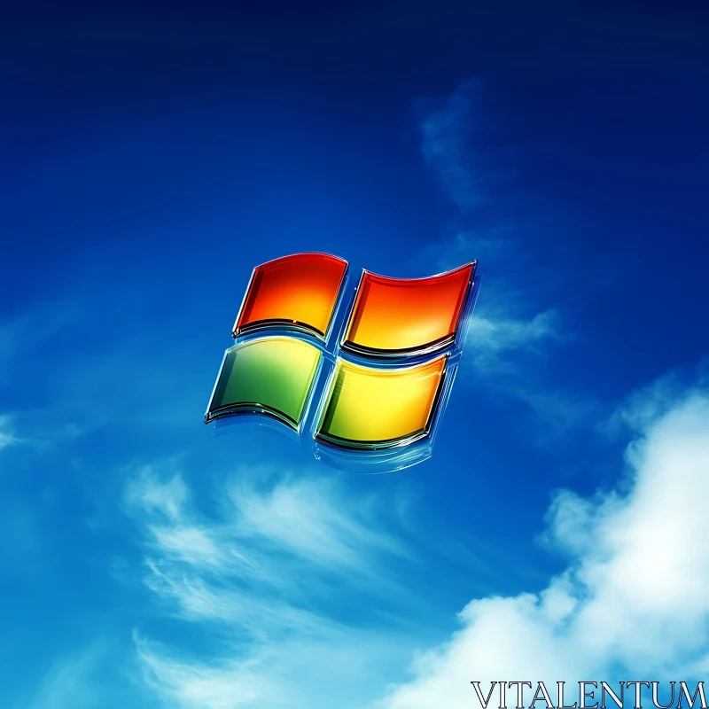 Windows Logo in Blue Sky with Clouds AI Image